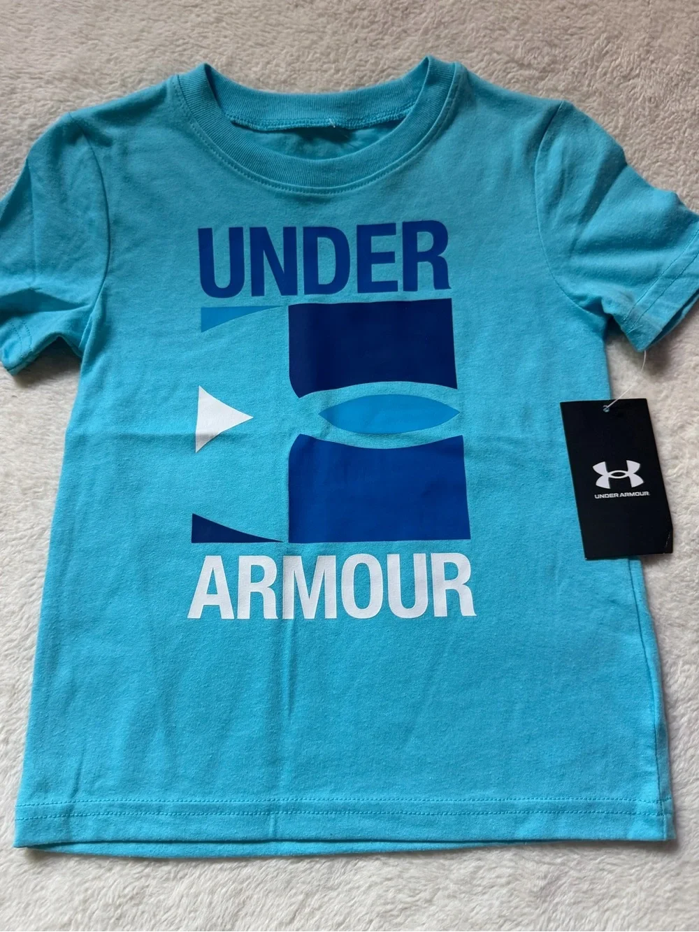 Under Armour Boys Aqua Graphic Tee with Navy Athletic Shorts